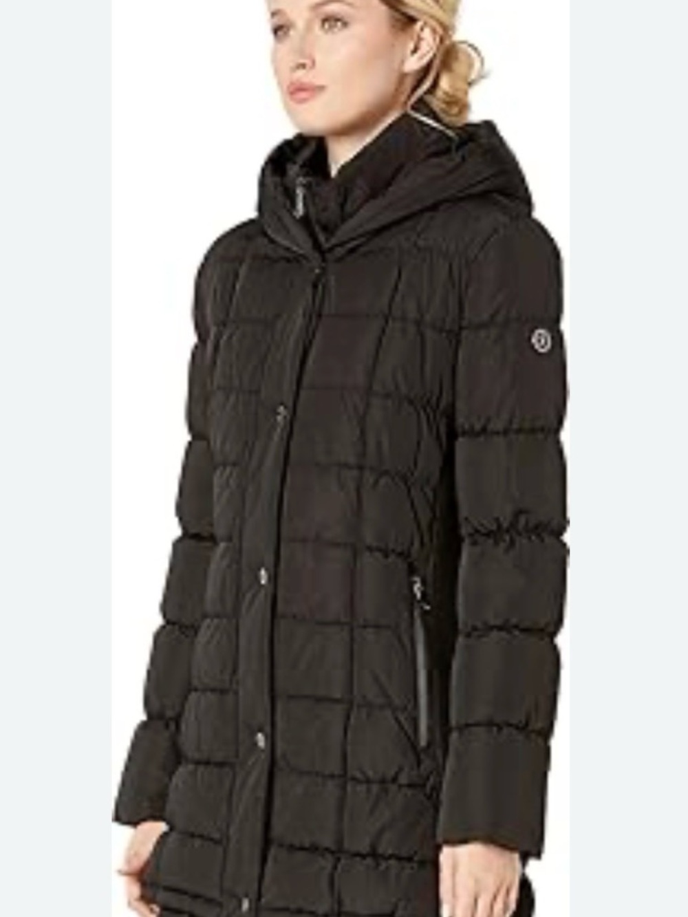 Calvin Klein Black Hooded Quilted Puffer Coat